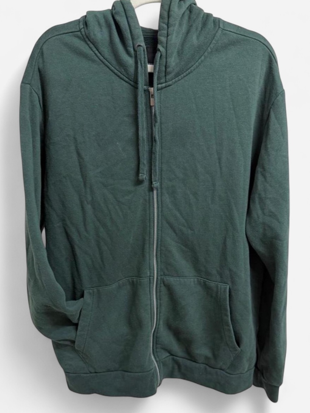 Reserved Men's Dark Green Full-Zip Hoodie